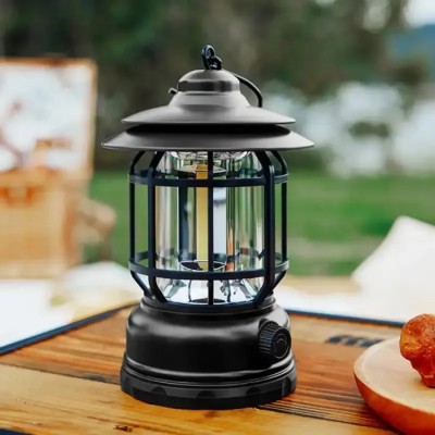Retro Camping Lamp Lantern Lamp Outdoor Emergency Hanging Light ( Black )